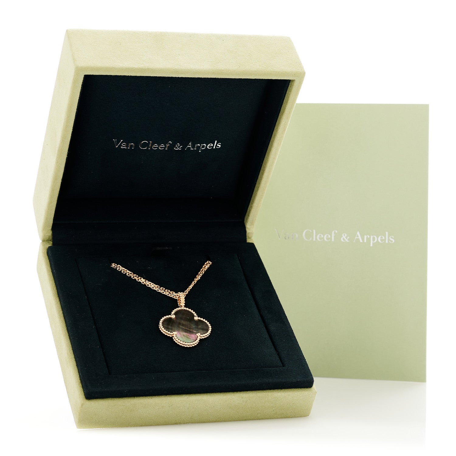 Van Cleef & Arpels 18K Rose Gold Gray Mother of Pearl Magic Alhambra Long Necklace 7 of 7
