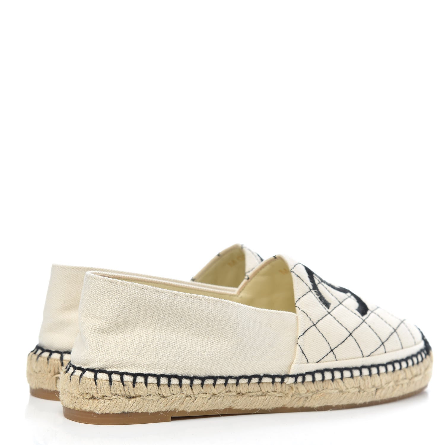 Chanel Fabric Biarritz CC Espadrilles 38 Beige Black 4 of 9