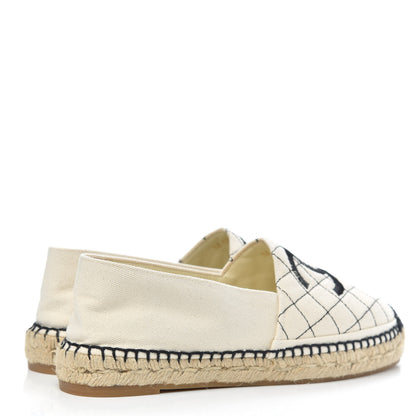 Chanel Fabric Biarritz CC Espadrilles 38 Beige Black 4 of 9