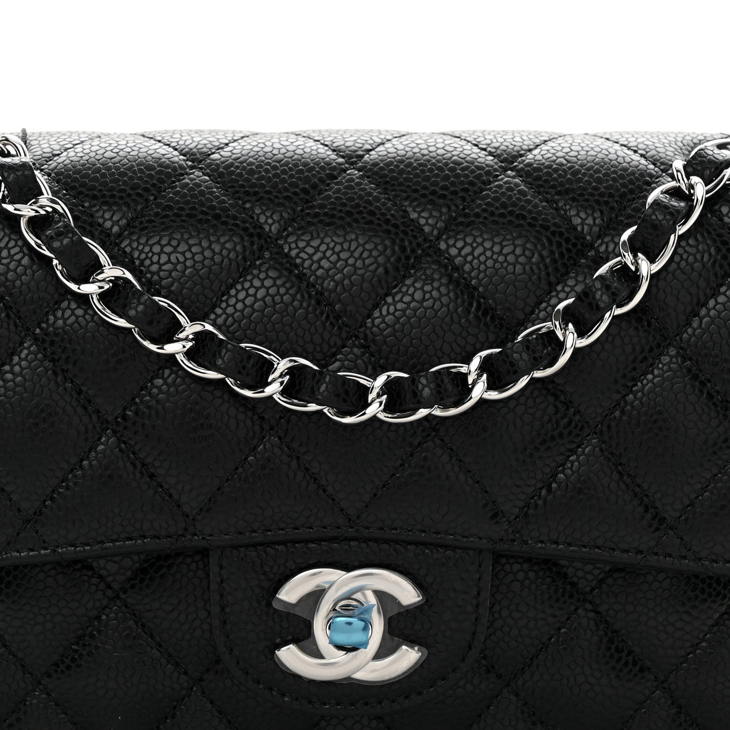 Caviar Quilted Small Double Flap Black
