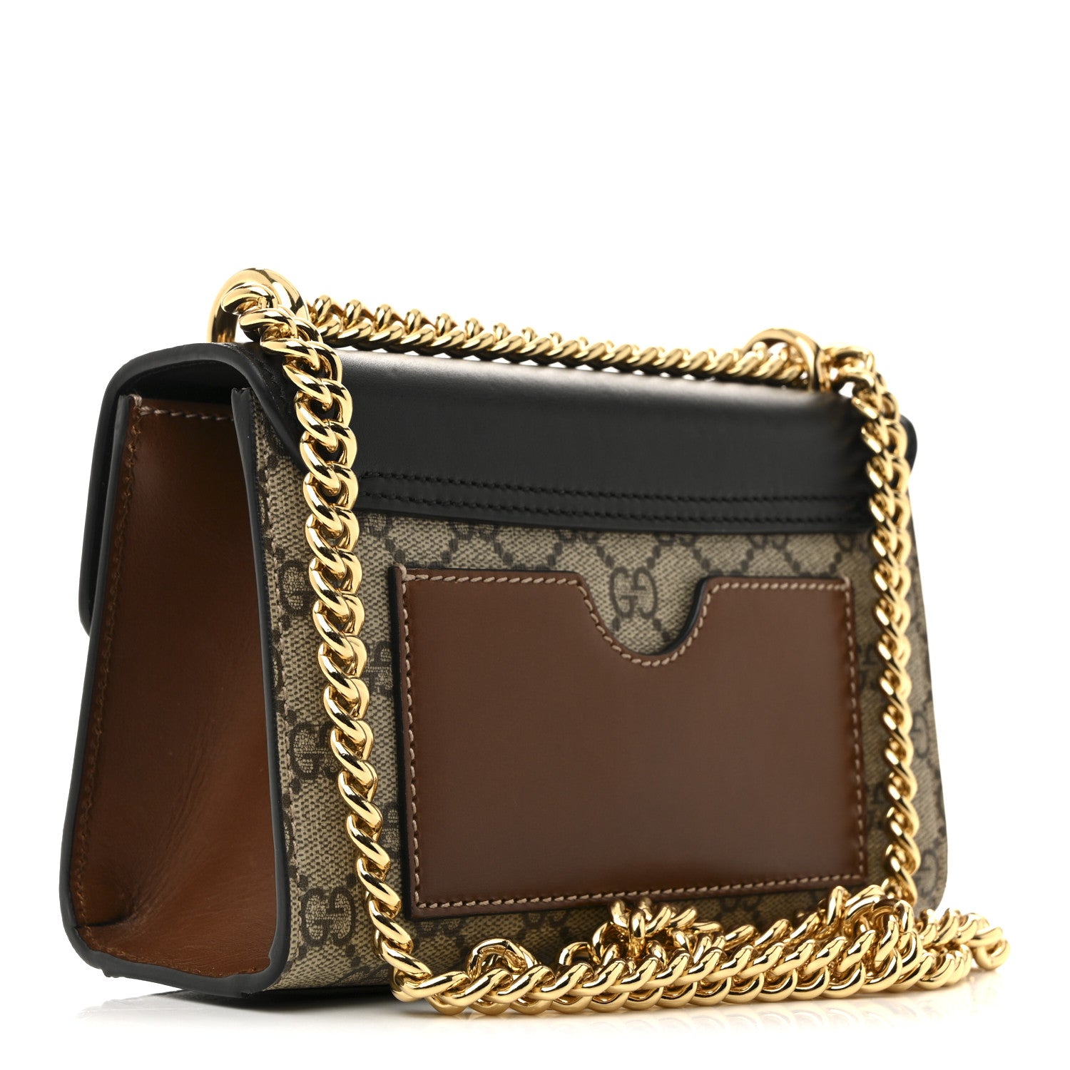 Gucci GG Supreme Monogram Calfskin Small Padlock Shoulder Bag Beige Black Cuir 3 of 12