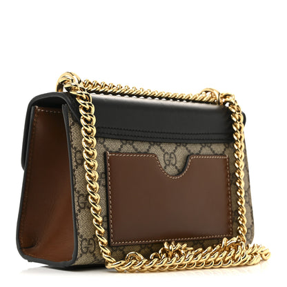 Gucci GG Supreme Monogram Calfskin Small Padlock Shoulder Bag Beige Black Cuir 3 of 12