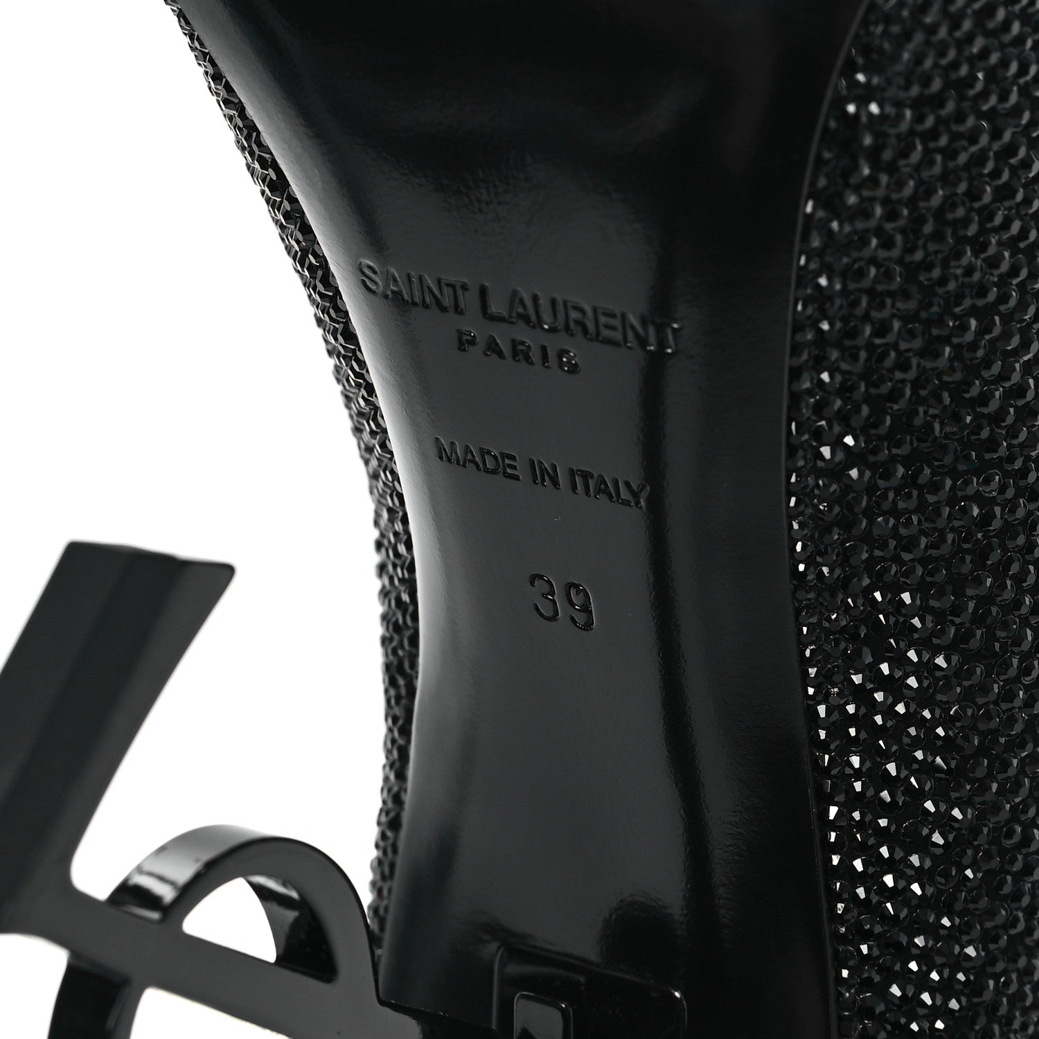 Saint Laurent Kid Suede Crystal Embellished Opyum 110 Ankle Strap Sandals 39 Black 7 of 10