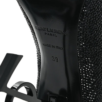 Saint Laurent Kid Suede Crystal Embellished Opyum 110 Ankle Strap Sandals 39 Black 7 of 10