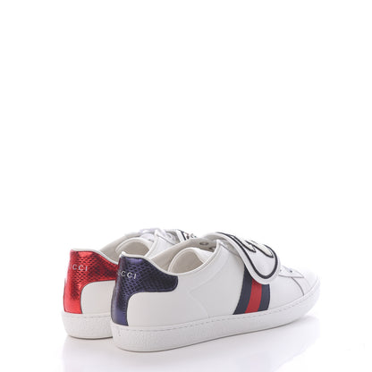 Gucci Calfskin Ayers Web Dagger Embroidered Womens Ace Sneakers 40 White 4 of 11