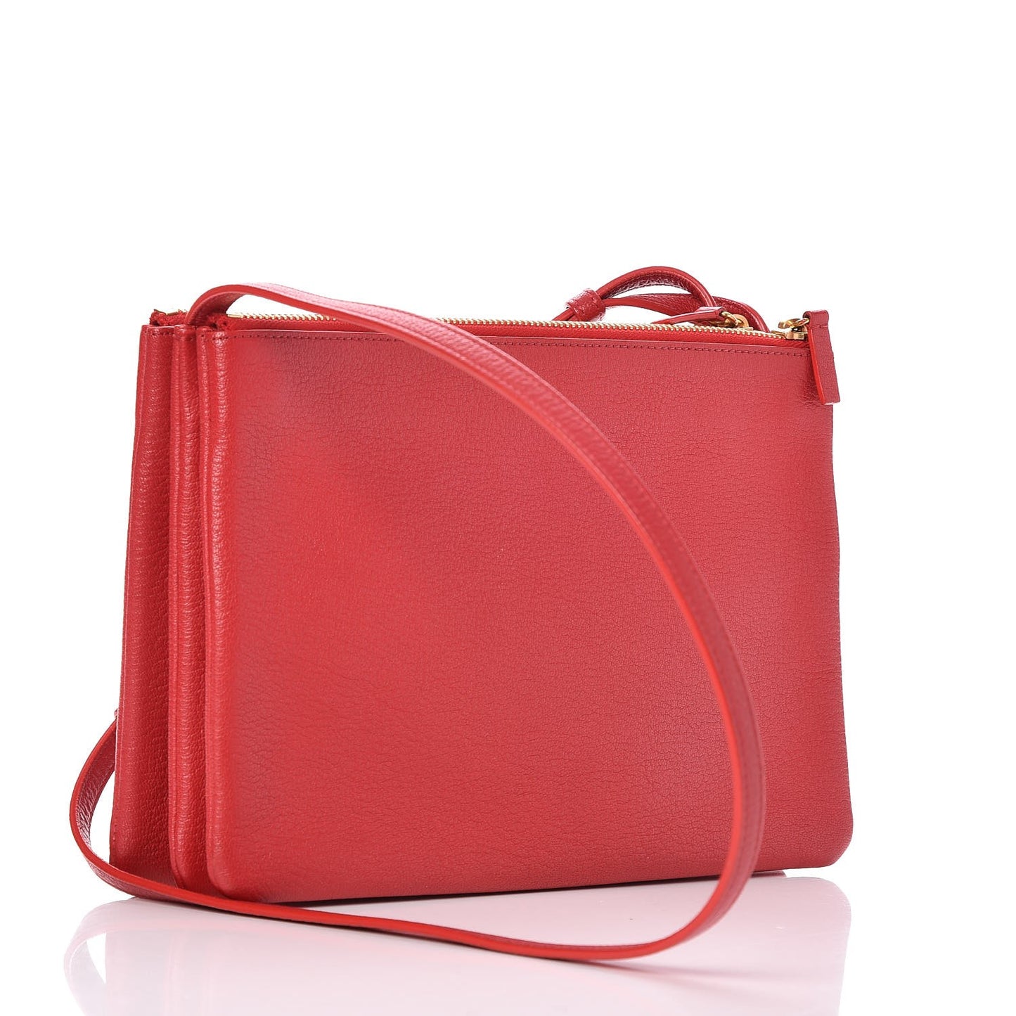 Goatskin Large Trio Crossbody Bag Scarlet