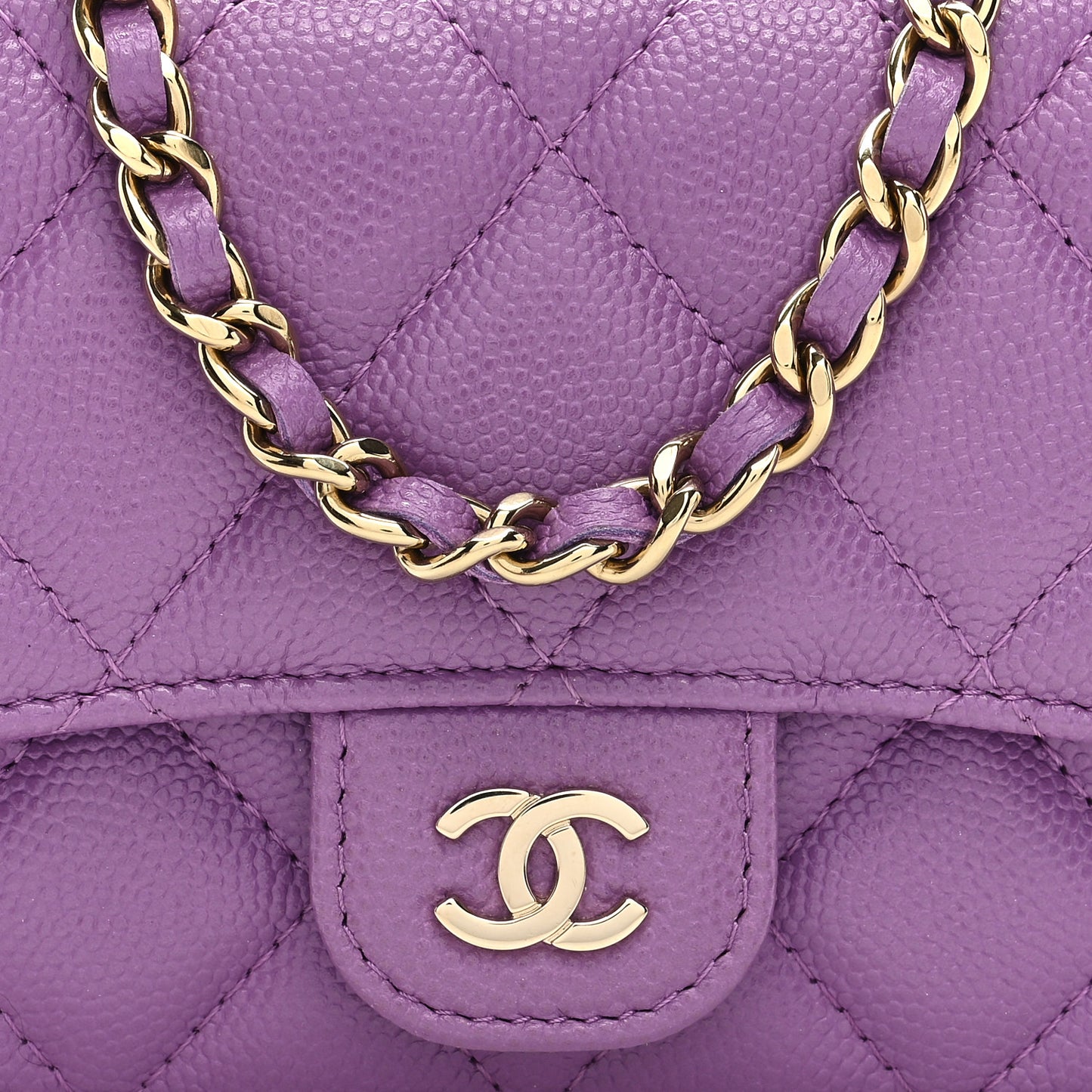 Caviar Quilted Mini Chain Bag Purple