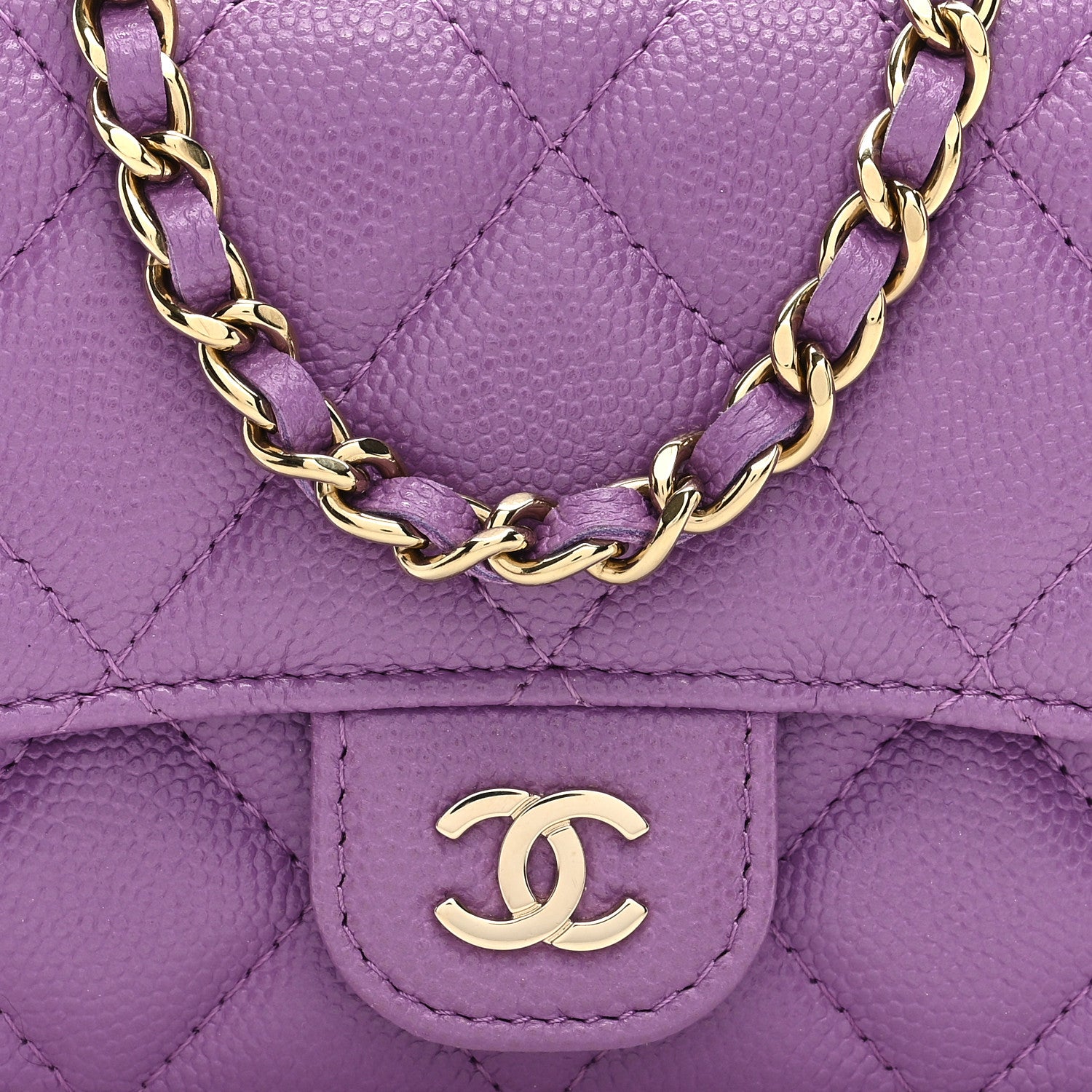 Chanel Caviar Quilted Mini Chain Bag Purple 8 of 10