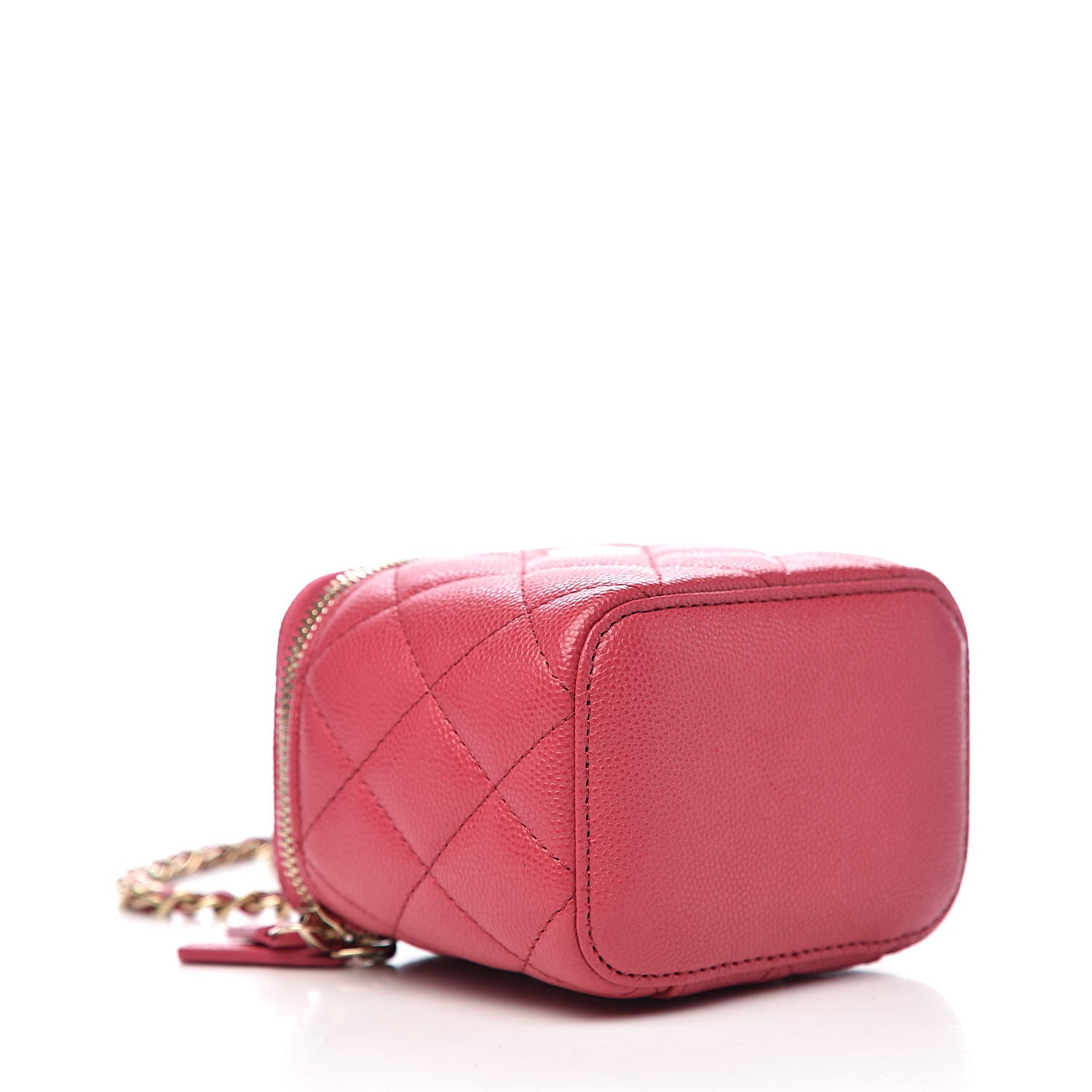 Chanel Caviar Quilted Mini Vanity Case With Chain Dark Pink 4 of 11