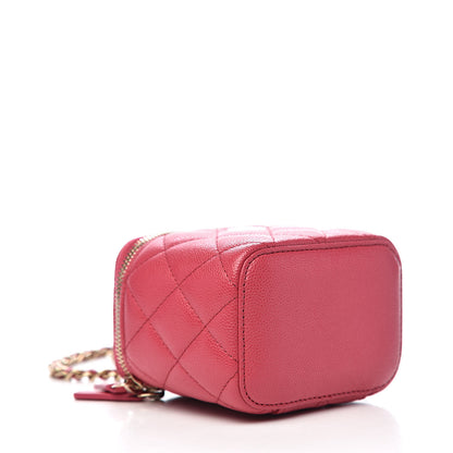 Chanel Caviar Quilted Mini Vanity Case With Chain Dark Pink 4 of 11