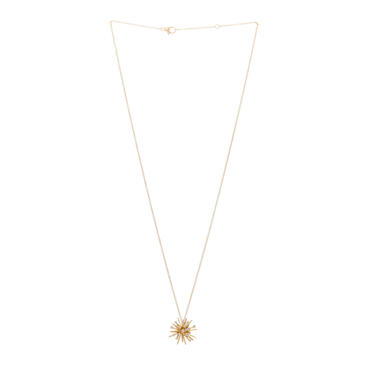 18K Yellow Gold Diamond Small Supernova Pendant Necklace