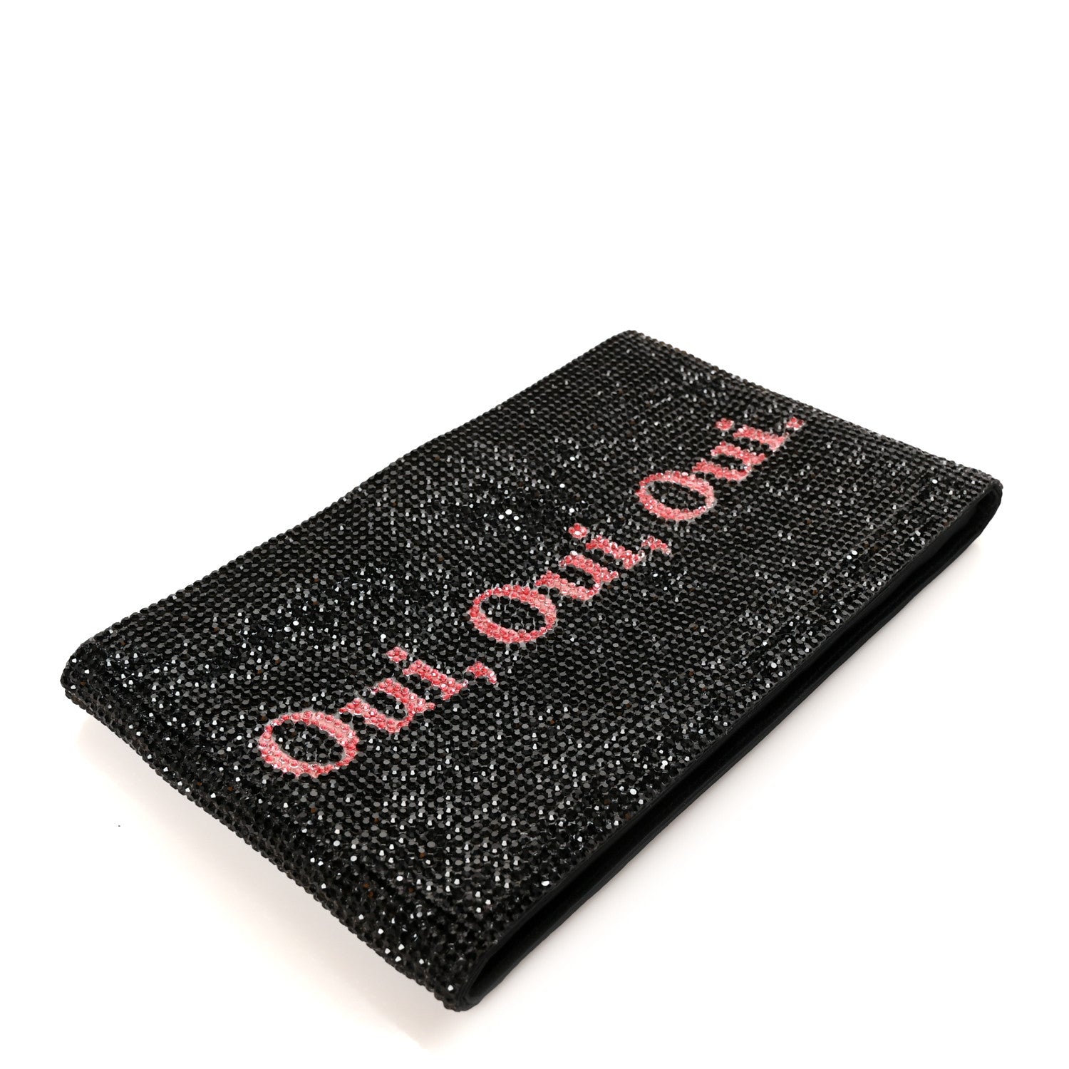 Judith Leiber Satin Crystal Oui Oui Pouch Silver Jet Multicolor 4 of 9
