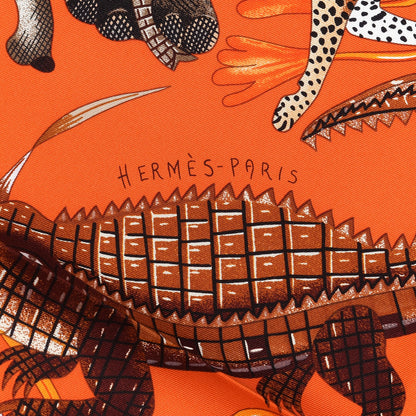 Hermes Silk La Marche du Zambezi Scarf 90 Orange 2 of 4