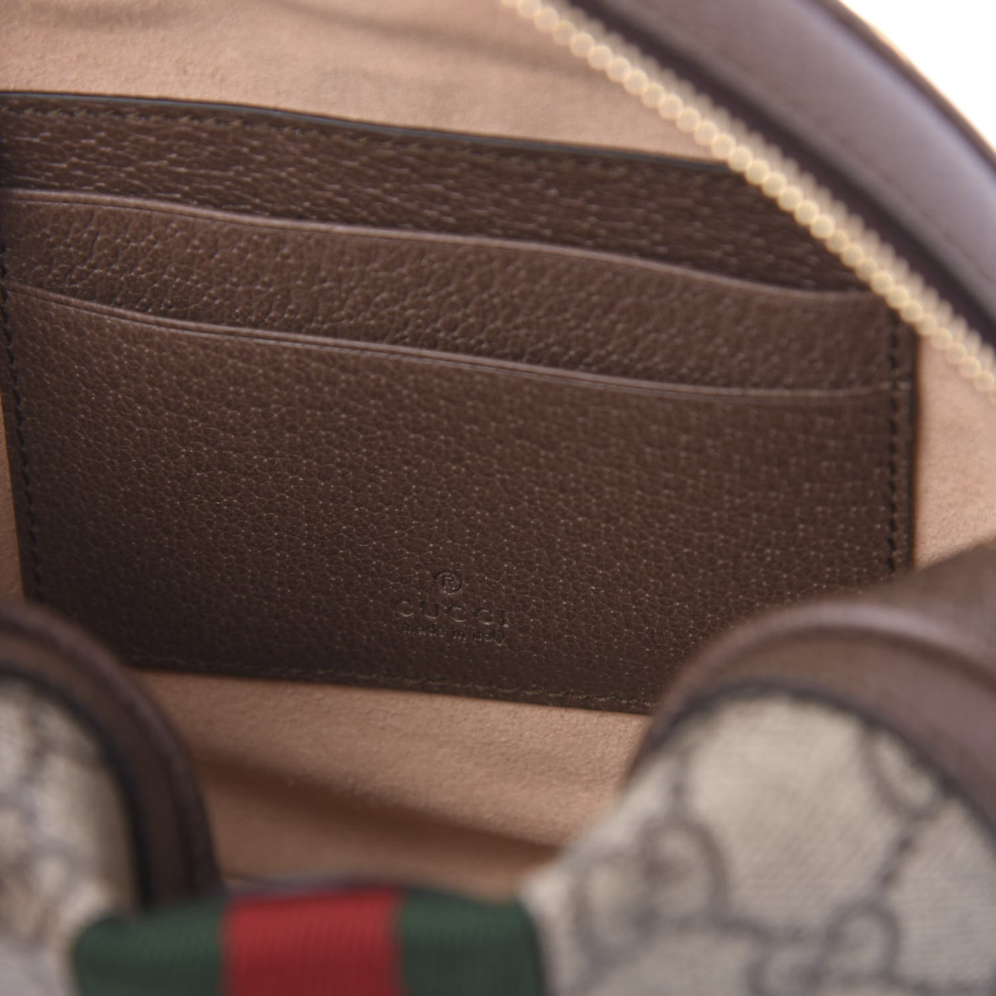 GG Supreme Monogram Web Mini Ophidia Round Backpack Brown