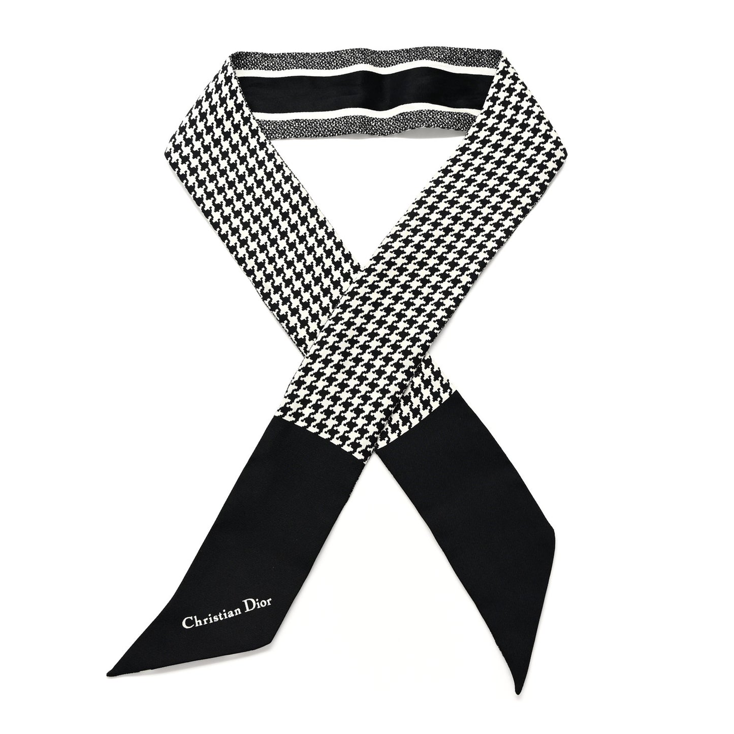 Silk Houndstooth Mitzah Scarf Black White