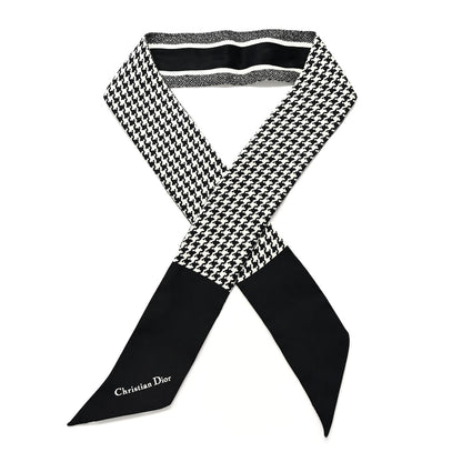 Christian Dior Silk Houndstooth Mitzah Scarf Black White 1 of 4