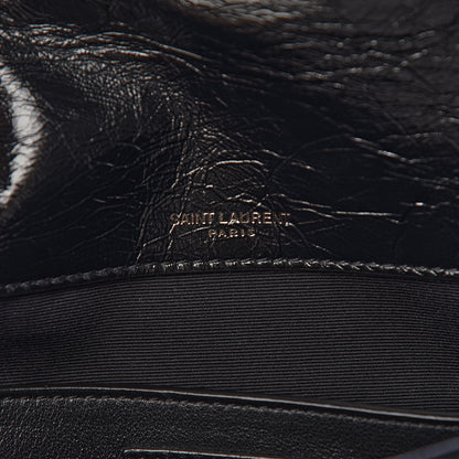 Saint Laurent Crinkled Calfskin Matelasse Monogram Baby Niki Chain Satchel Black 7 of 11