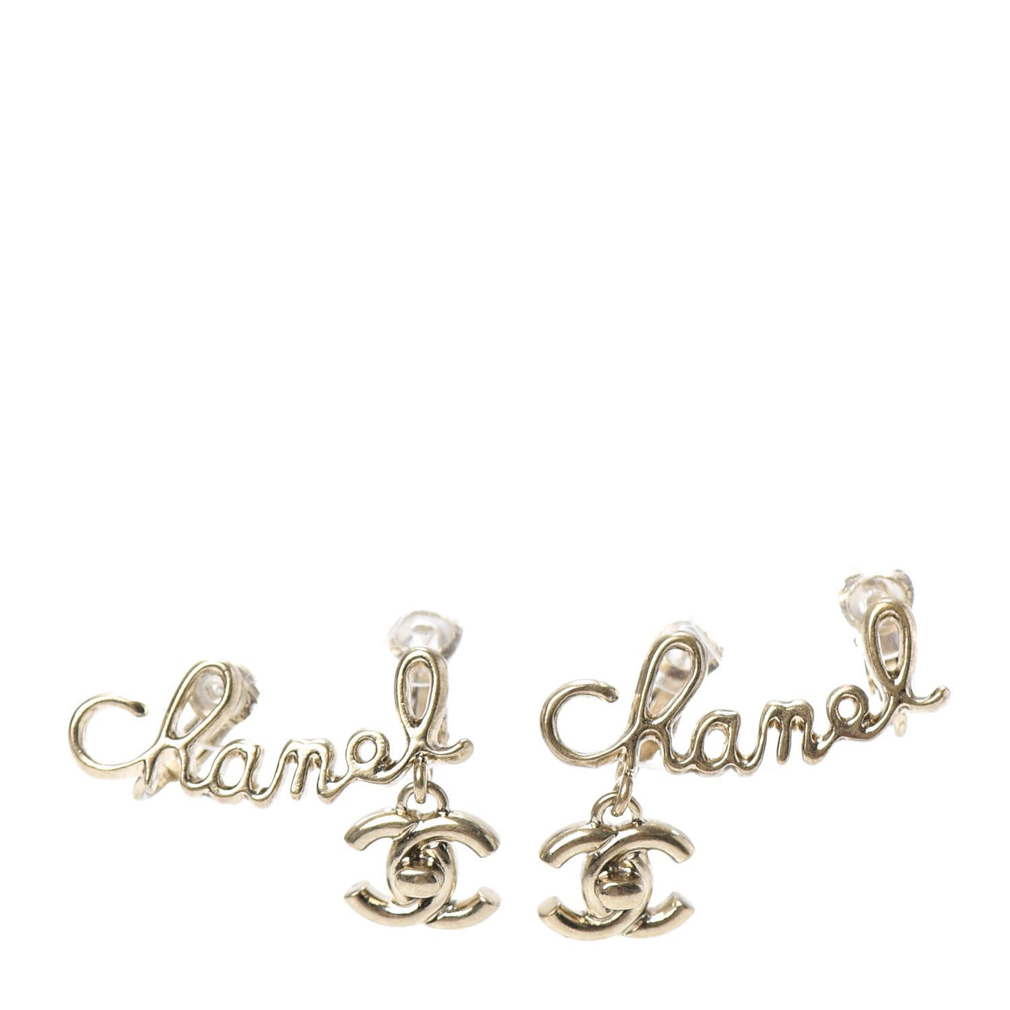 Metal CC Turnlock Climber Clip On Earrings Gold
