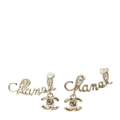 Chanel Metal CC Turnlock Climber Clip On Earrings Gold 1 of 4