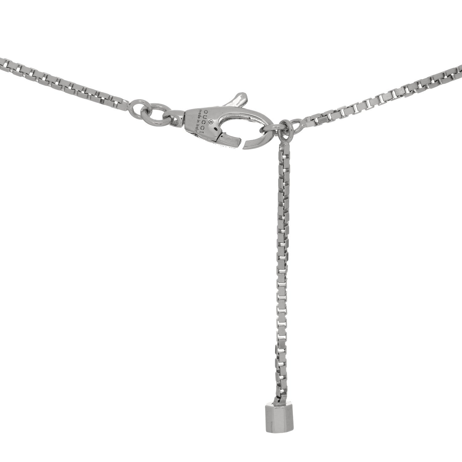 Gucci 18K White Gold Enamel Link to Love Bar Necklace Green 3 of 3