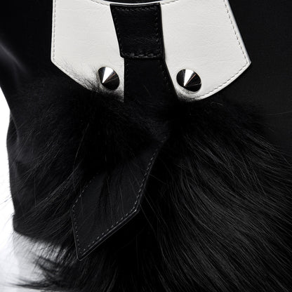 Fendi Nylon Vitello Century Mink Fox Goat Fur Studded Karlito Backpack Black Multicolor 8 of 9