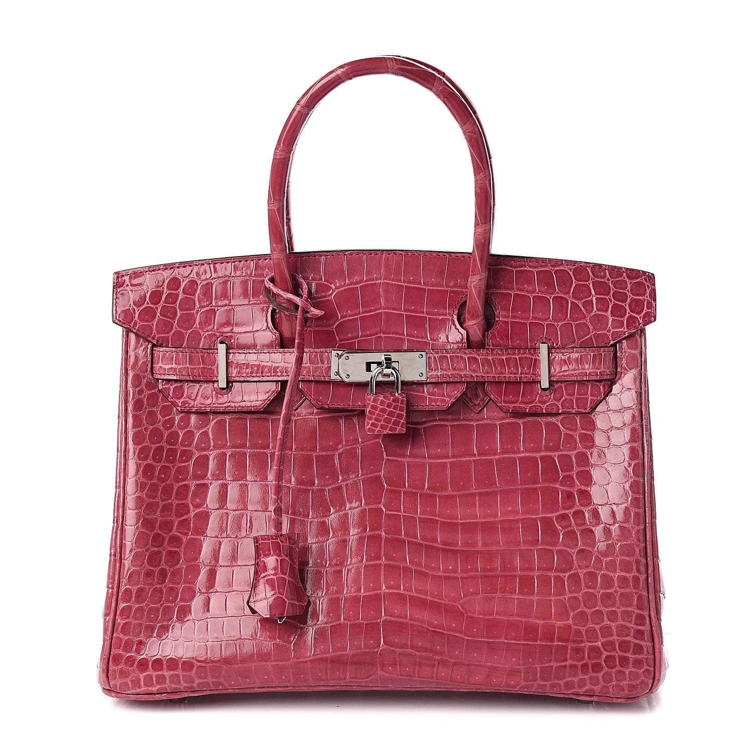 Hermes Shiny Porosus Crocodile Birkin 30 Rose Tyrien 1 of 36