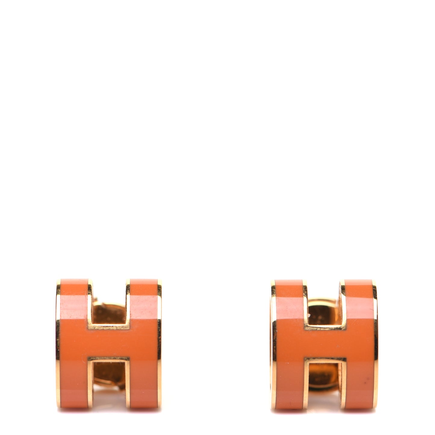 Gold Lacquered Pop H Earrings Orange