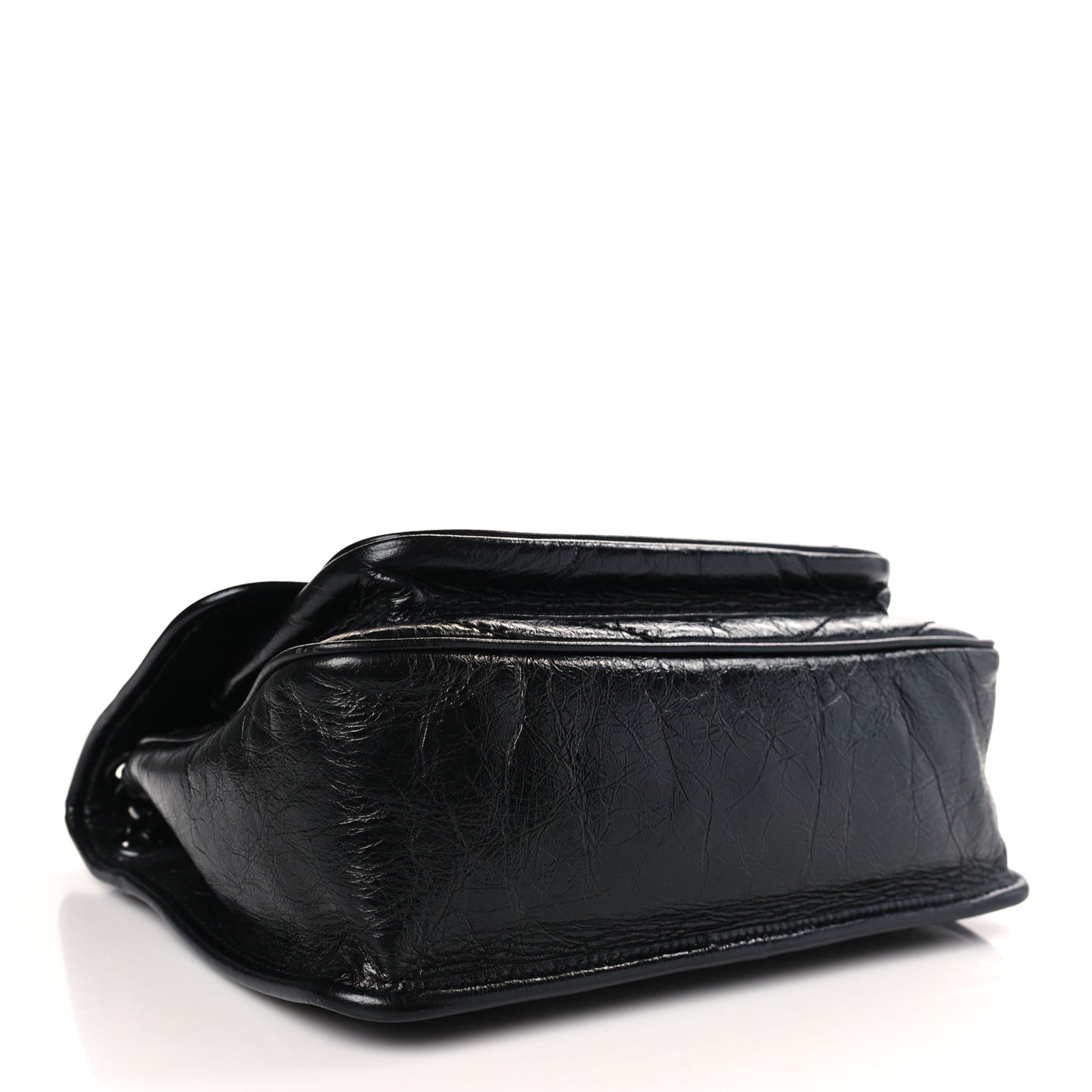 Crinkled Calfskin Matelasse Monogram Medium Niki Chain Satchel Black
