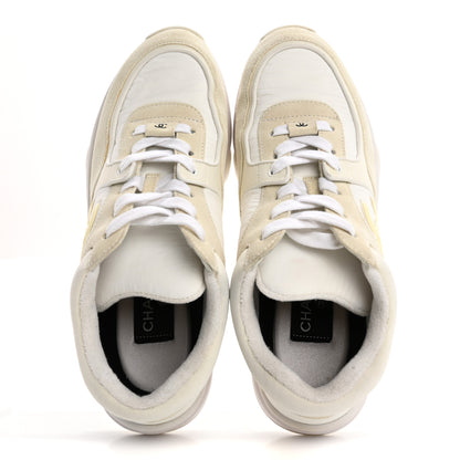 Chanel Suede Calfskin Fabric CC Sneakers 38 White 2 of 16