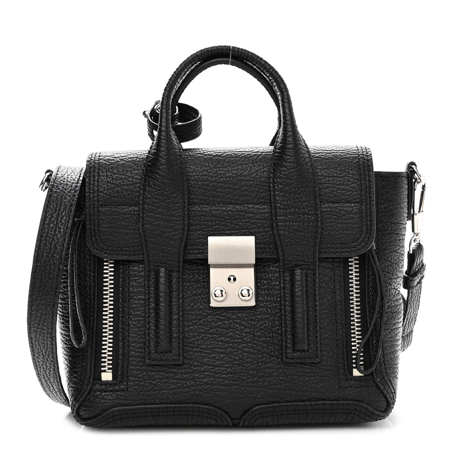 3.1 Phillip Lim Textured Calfskin Mini Pashli Satchel Black 1 of 9