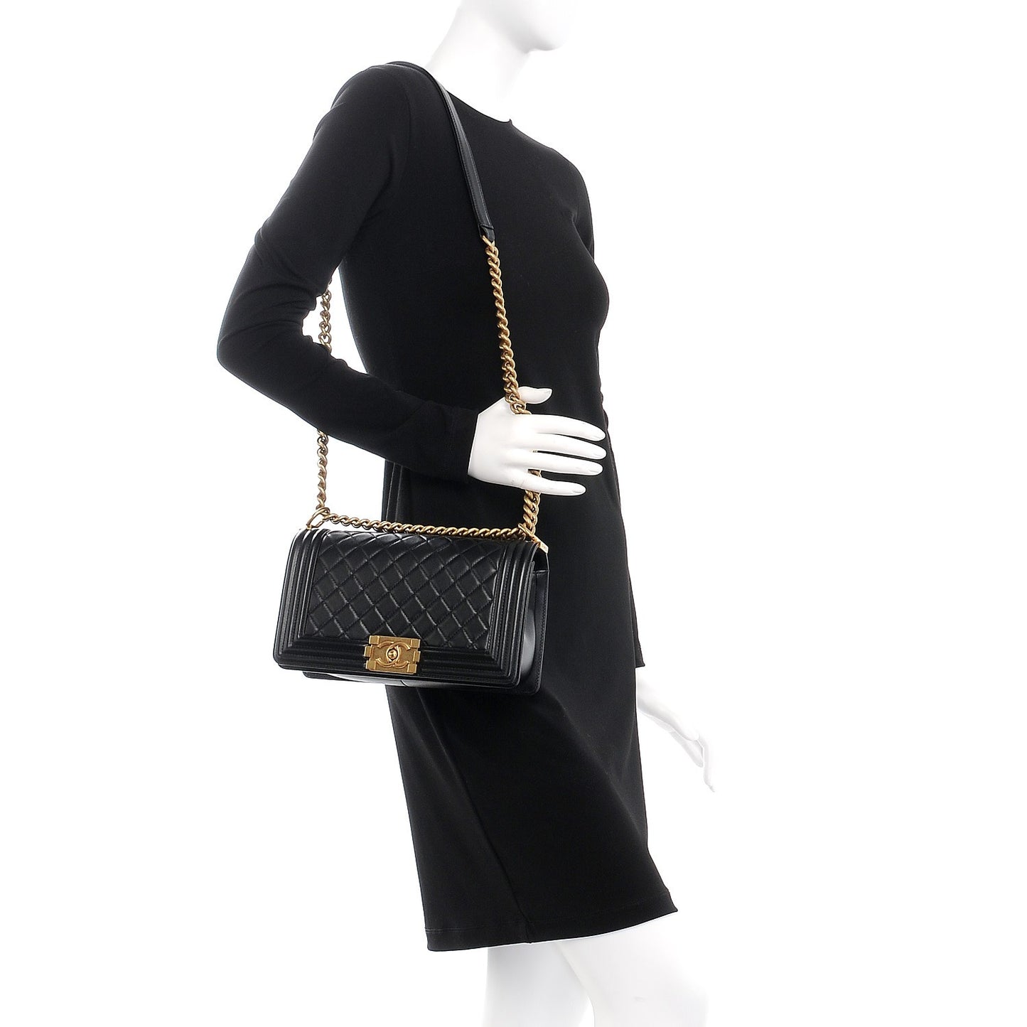 Lambskin Quilted Medium Boy Flap Black