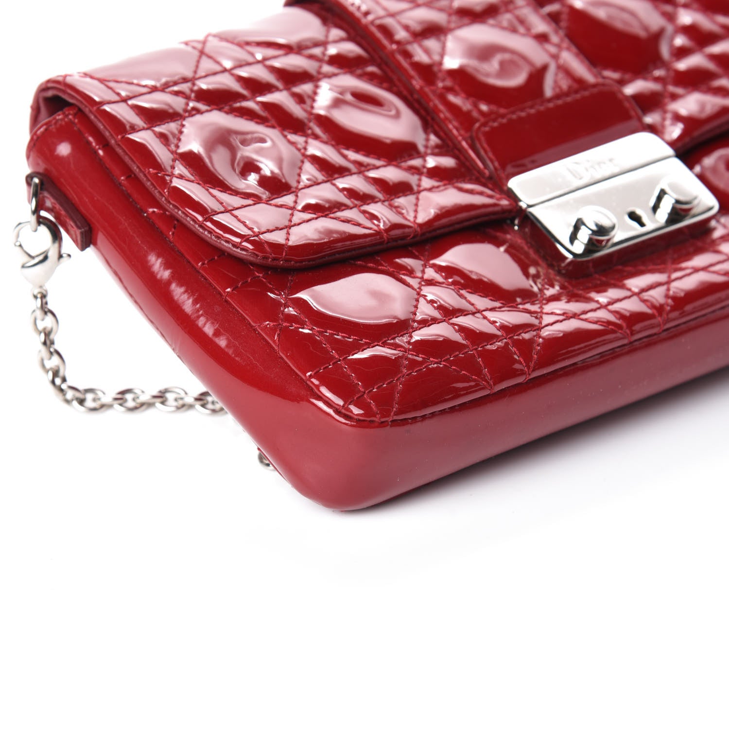 Christian Dior Patent Cannage New Lock Pouch Red 8 of 9
