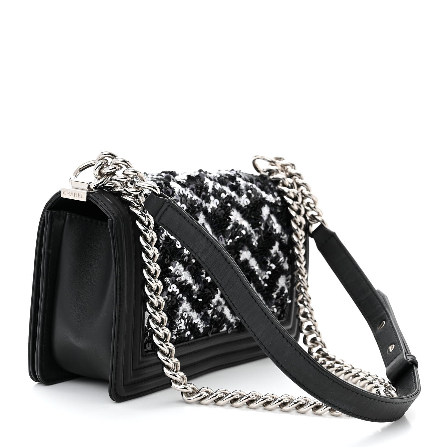Chanel Lambskin Sequin Medium Boy Flap Bag Black 3 of 10