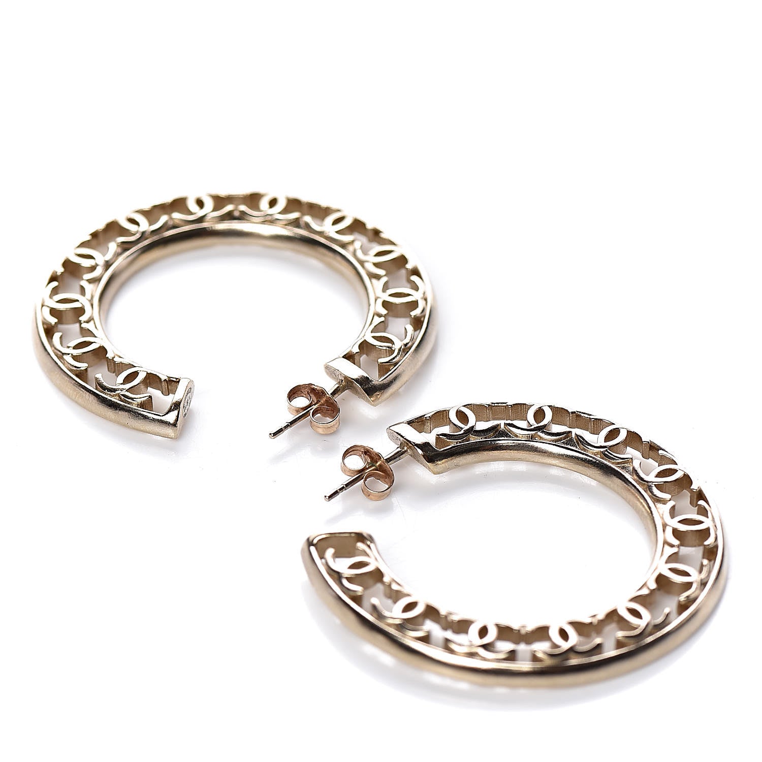 Chanel CC Hoop Earrings Gold 3 of 5