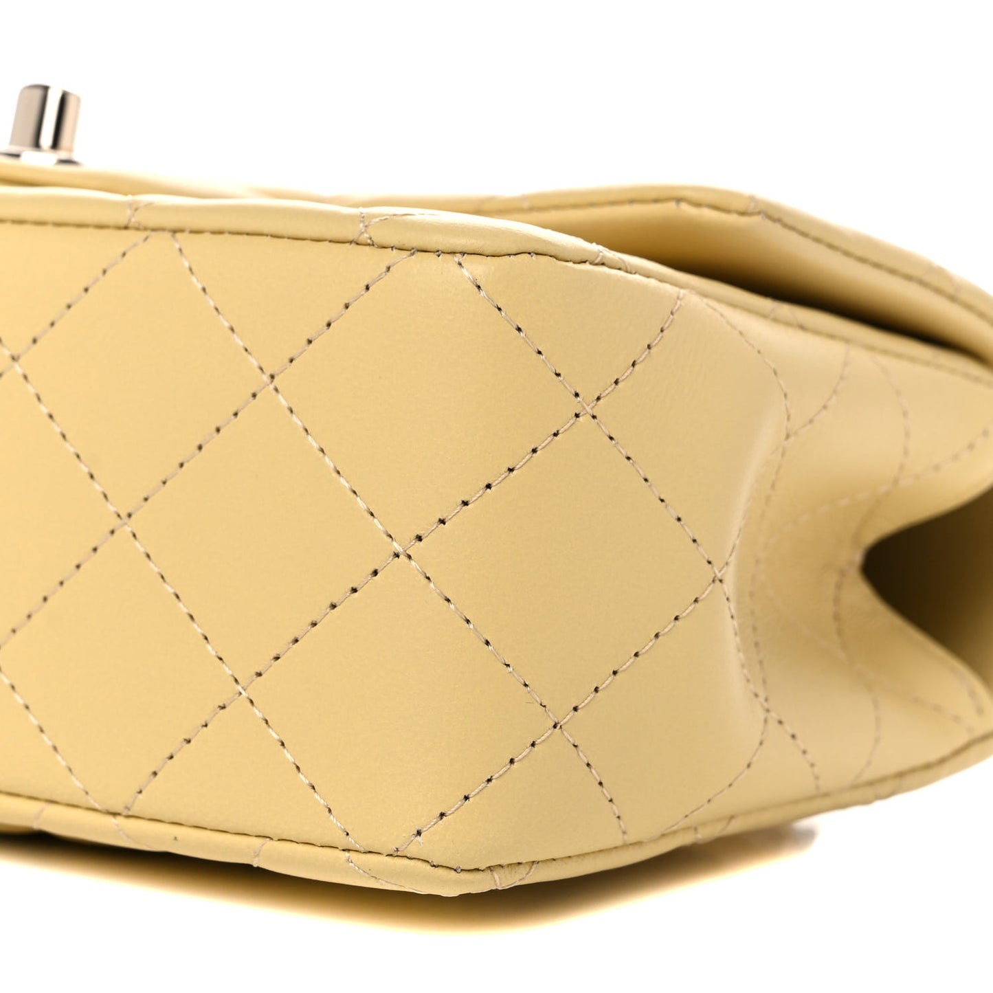 Lambskin Quilted Mini Top Handle Rectangular Flap Yellow