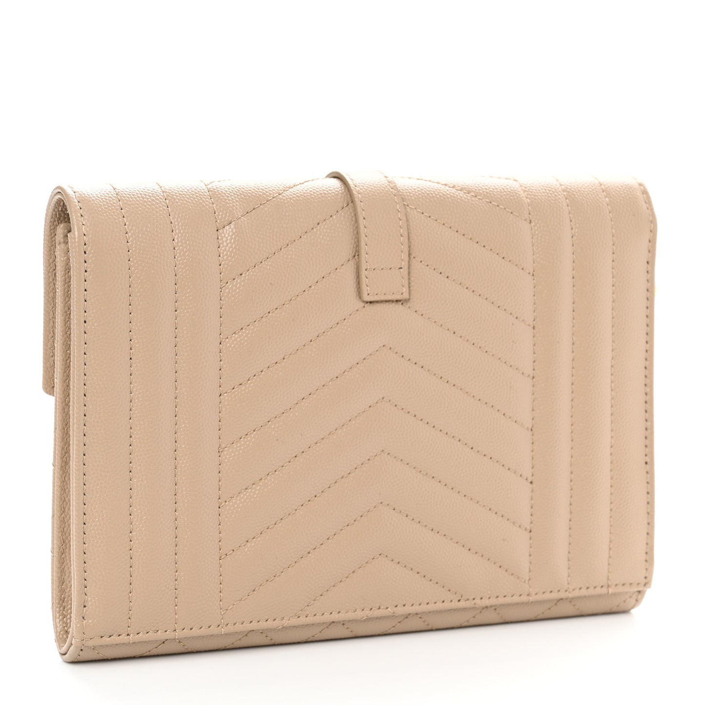 Grain De Poudre Textured Mixed Matelasse Triquilt Monogram Clutch Dark Beige