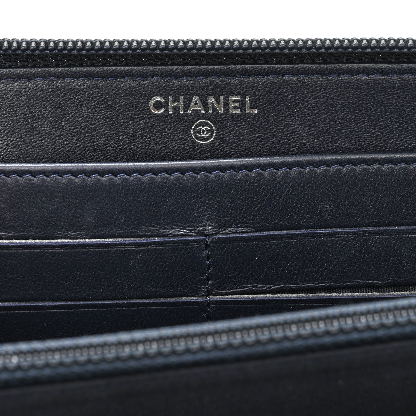Lambskin Quilted Boy Zip Around Wallet Navy