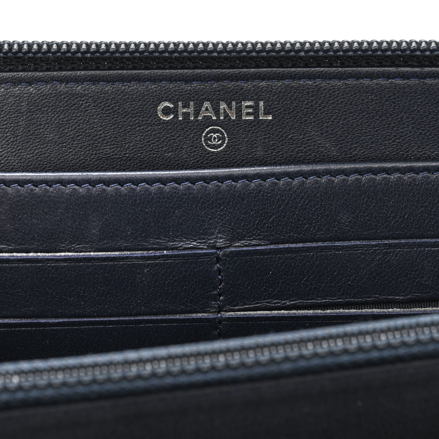 Chanel Lambskin Quilted Boy Zip Around Wallet Navy 6 of 8