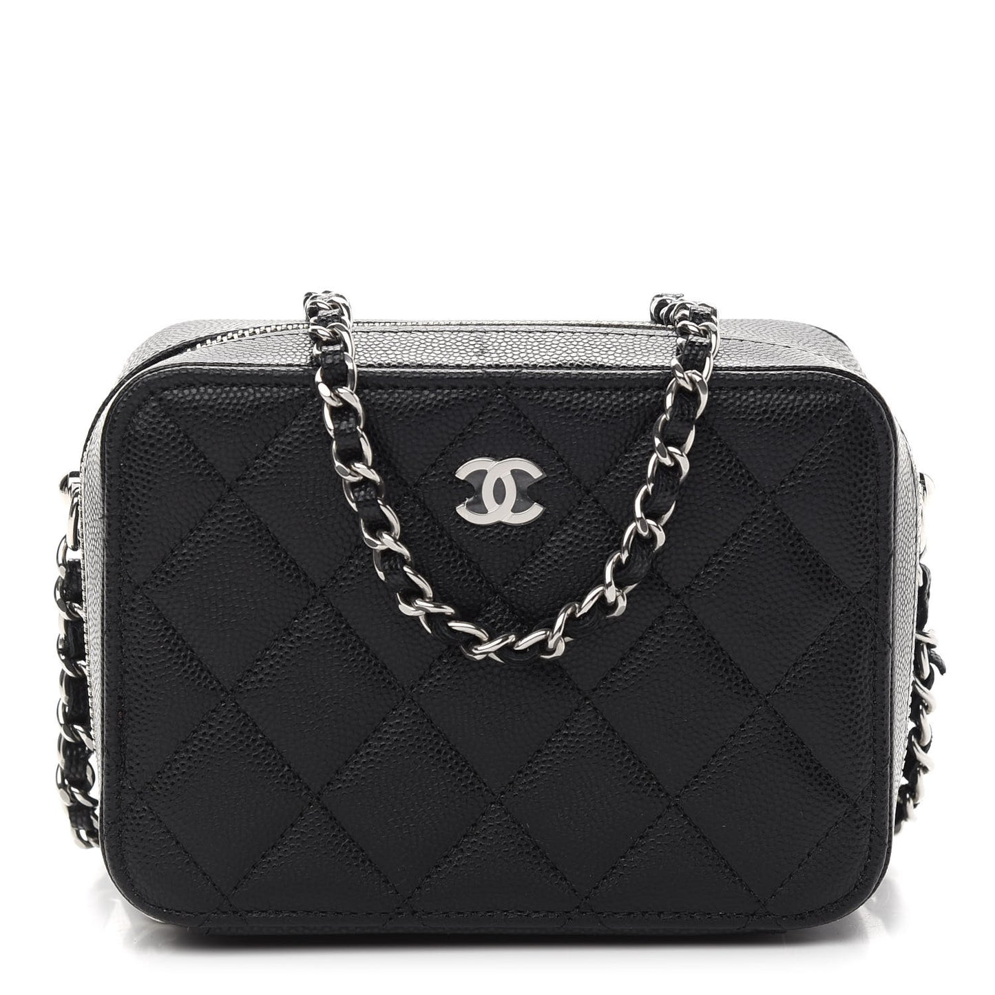 Caviar Quilted CC Vanity Case With Chain Black