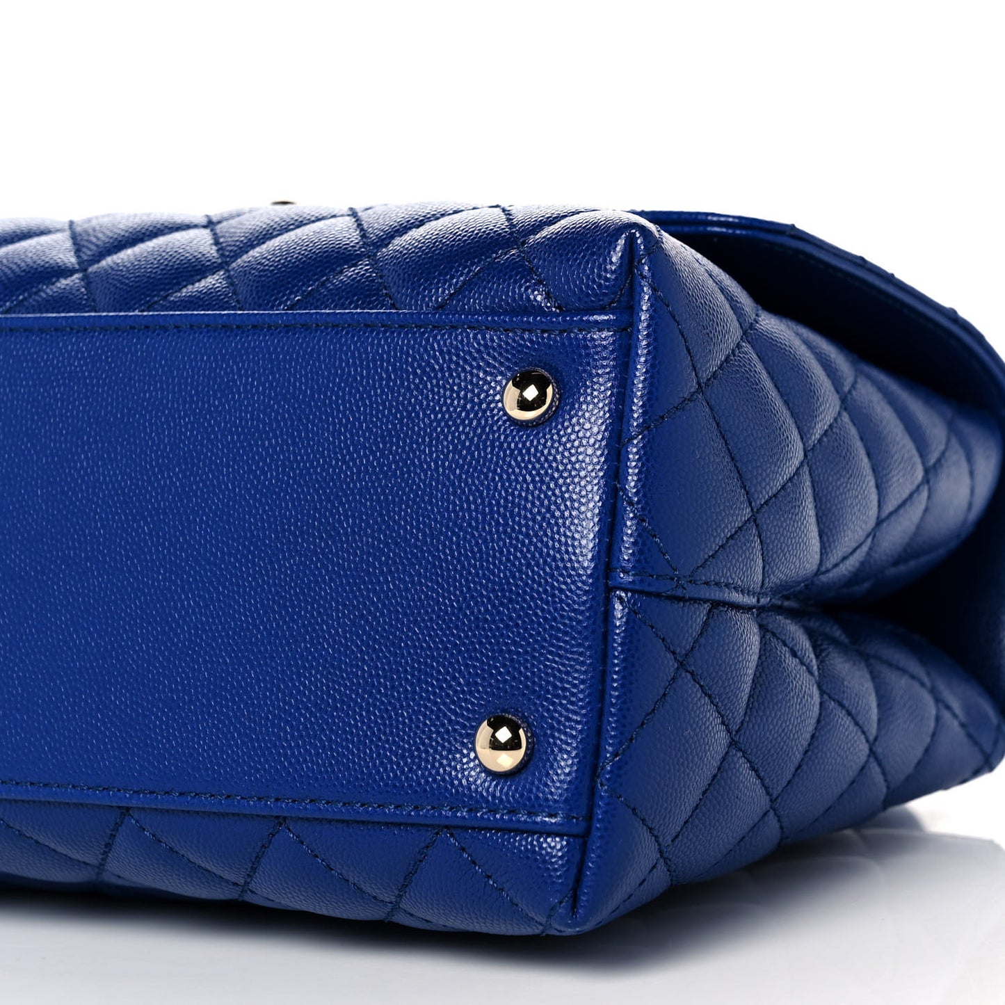 Caviar Quilted Small Coco Handle Flap Dark Blue