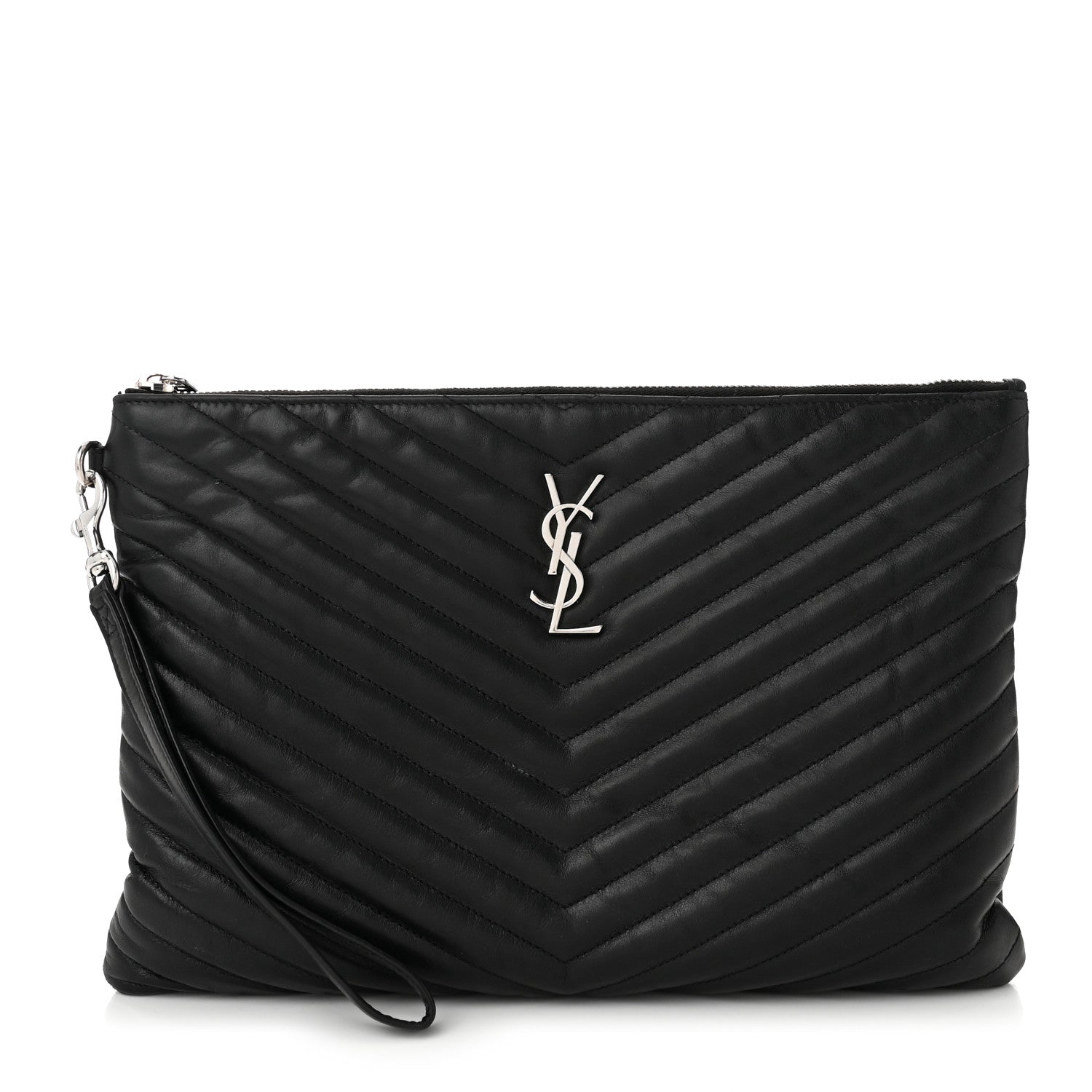 Saint Laurent Calfskin Matelasse Monogram Cassandre Tablet Pouch Black 1 of 10