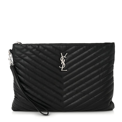 Saint Laurent Calfskin Matelasse Monogram Cassandre Tablet Pouch Black 1 of 10