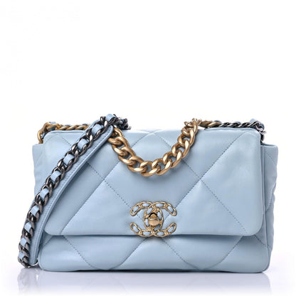 Chanel Lambskin Quilted Medium Chanel 19 Flap Light Blue 1 of 9