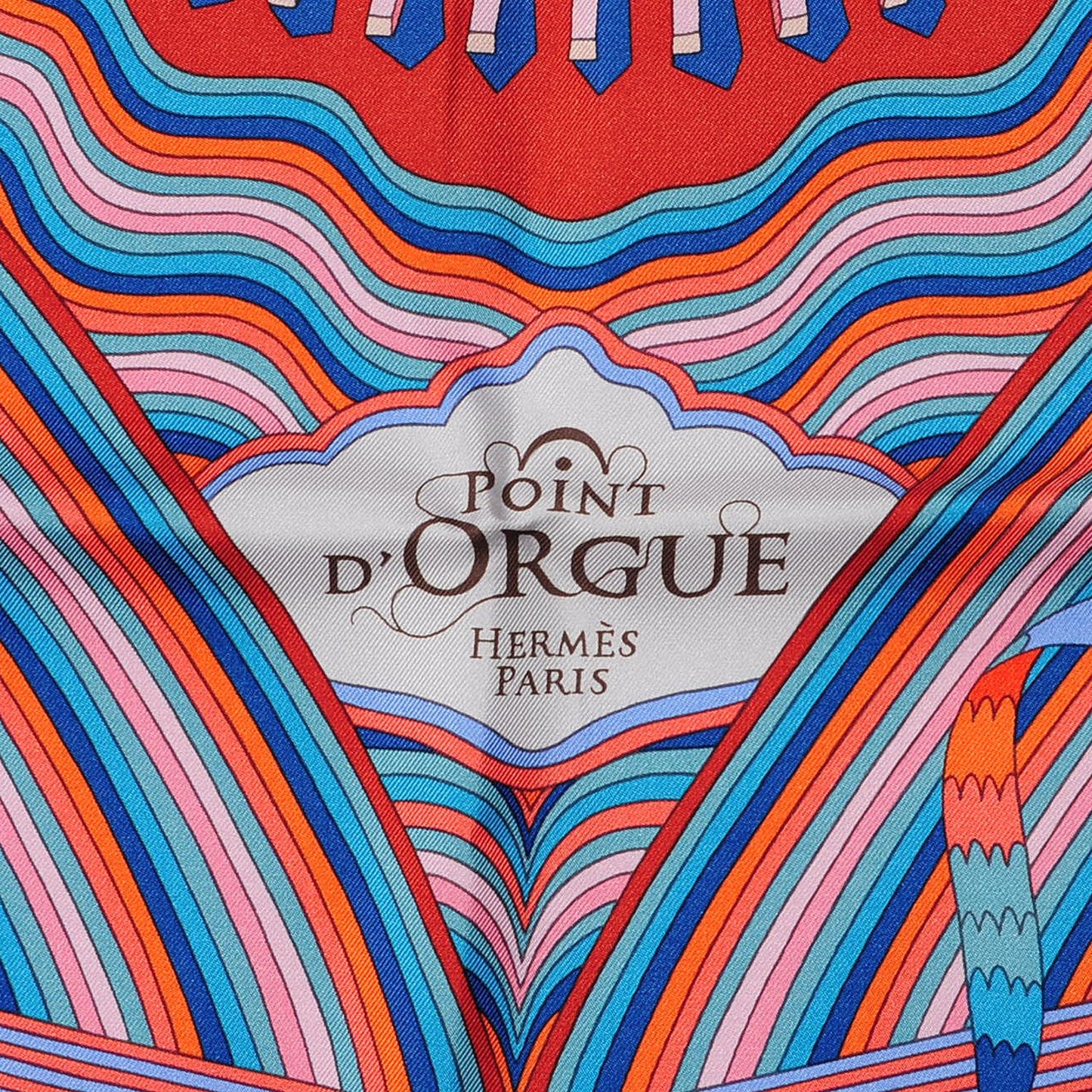 Silk Point D’Orgue Scarf 90 Marine Corail