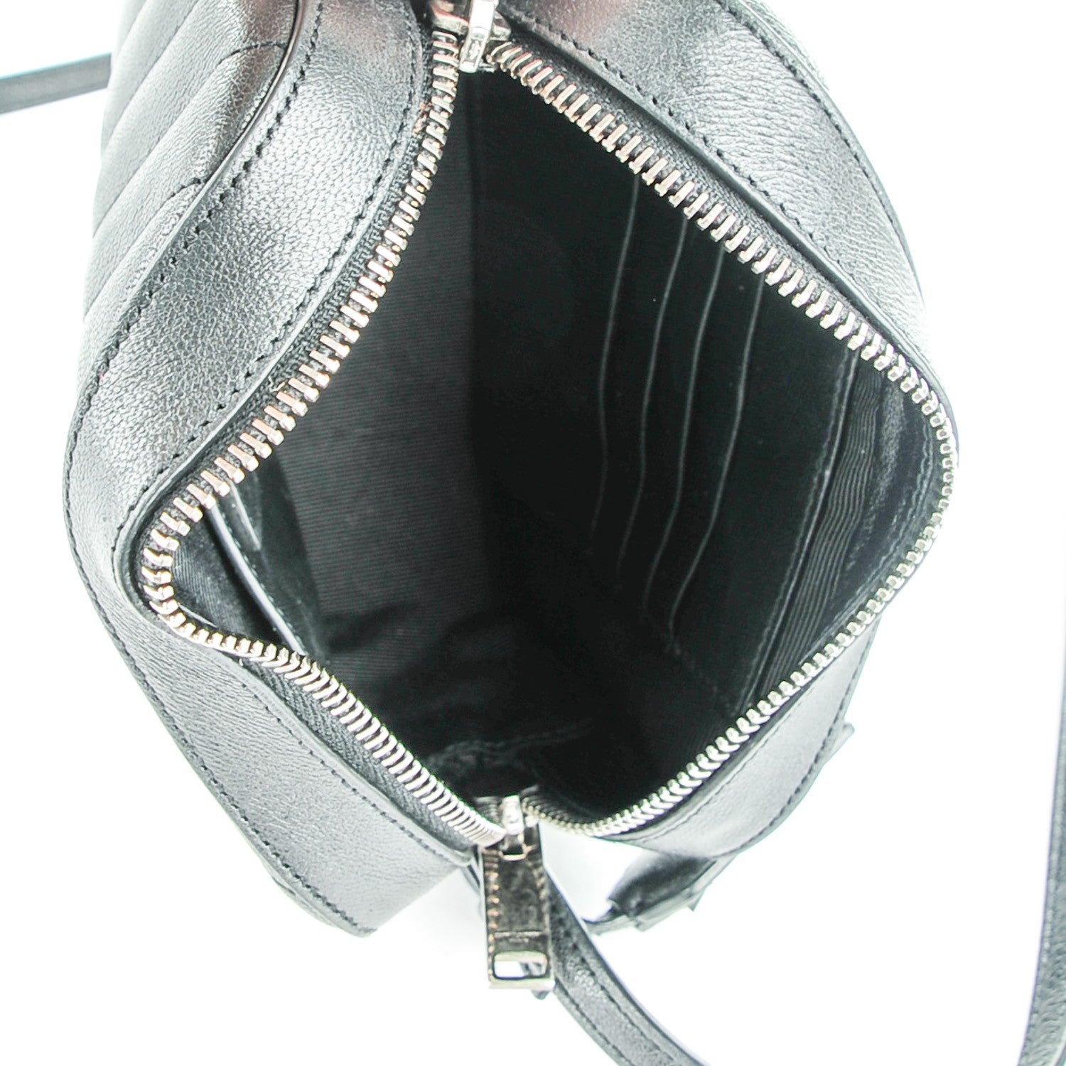 Saint Laurent Sheepskin Chevron Small Camera Bag Black 5 of 9