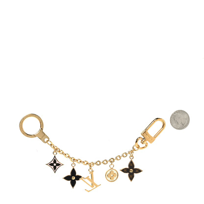 Louis Vuitton Brass Enamel Fleur De Monogram Bag Charm Chain Gold 2 of 3