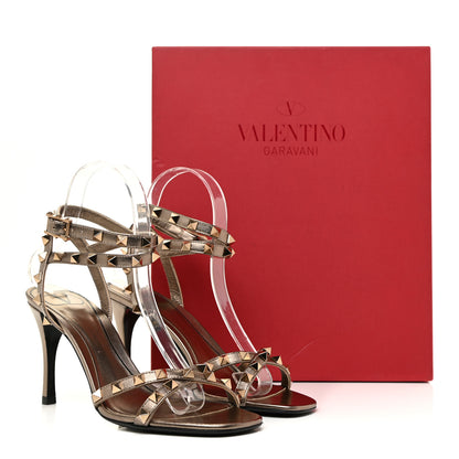 Valentino Garavani Metallic Nappa Rockstud Ankle Wrap 85mm Sandals 37 Sasso 10 of 10