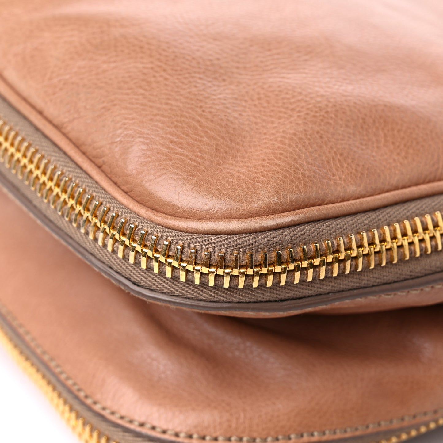 Glace Calf Zippers Shoulder Bag Naturale