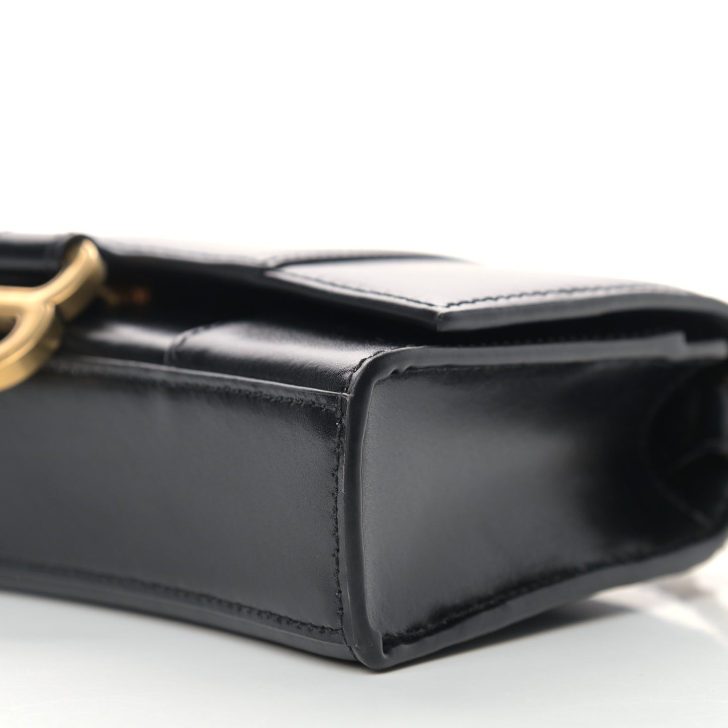 Shiny Box Calfskin Hourglass Chain Bag Black