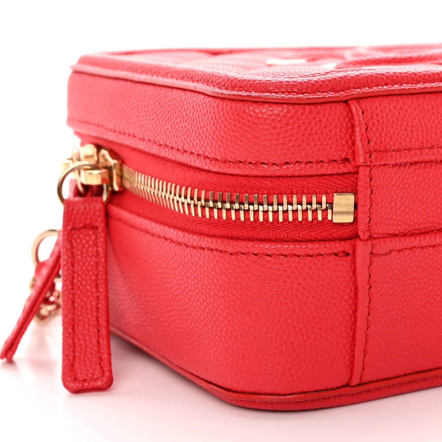 Chanel Caviar Quilted Small CC Filigree Vanity Case Red 9 of 13